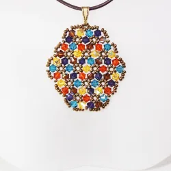 Pendant 30cm - Xochitl Oval-Chocolate Leather - Pendant 30cm - Laiton bronze